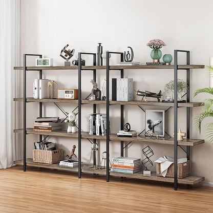 Heavy Duty 4-Tier Industrial Bookcase, 120lbs Shelf Capacity, Rustic Shelving - Image 8