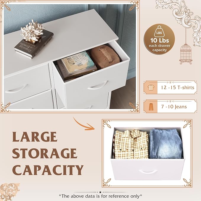 WLIVE Dresser for Bedroom with 6 Drawers, Metal Frame, Wooden Top, Fabric - Image 4