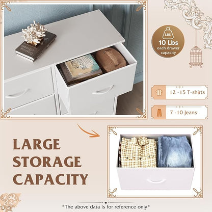 WLIVE Dresser for Bedroom with 6 Drawers, Metal Frame, Wooden Top, Fabric - Image 4