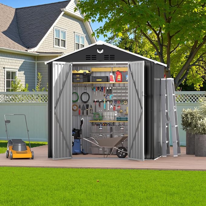 8X6 FT Outdoor Storage Shed, Metal Garden Shed, Storage Tool Sheds by BENASS
