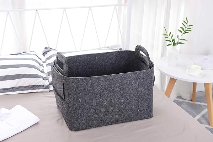 Storage Basket Felt Storage Bin Collapsible& Convenient Box Organizer - Image 2