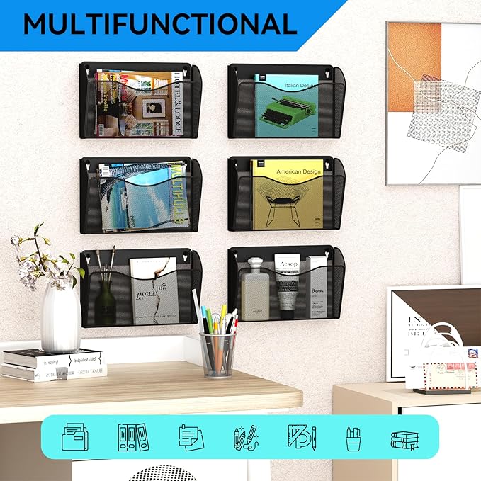 3 Single Pocket Wall File Holder, Mesh Hanging File Folder Paper Organizer - Image 6