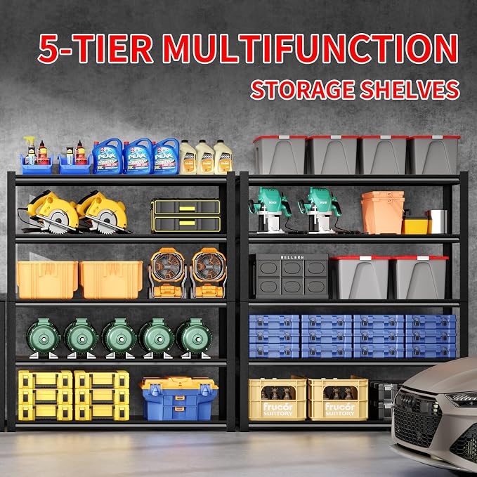 5 Tier Metal Shelving Unit, 2800LBS Heavy Duty Garage Storage Shelves, - Image 3