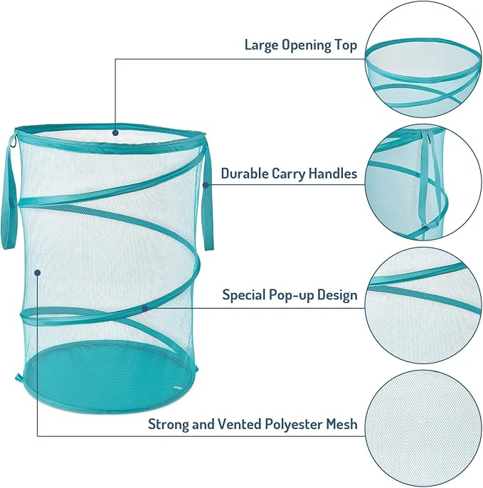 Mesh Popup Laundry Hamper 115L Collapsible Laundry Basket No Lid Extra Large - Image 4