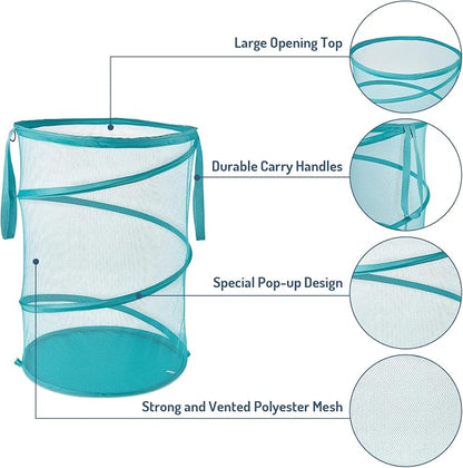 Mesh Popup Laundry Hamper 115L Collapsible Laundry Basket No Lid Extra Large - Image 4