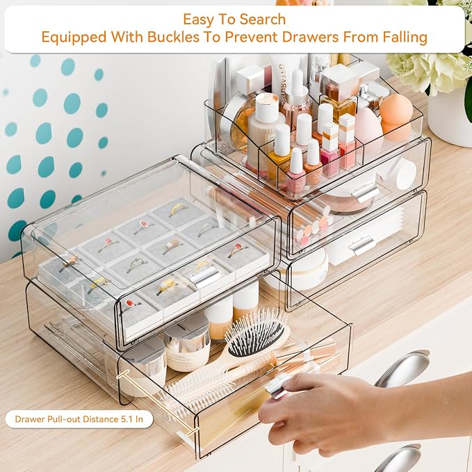 Yieach Clear Acrylic Makeup Organizers Countertop - Image 4