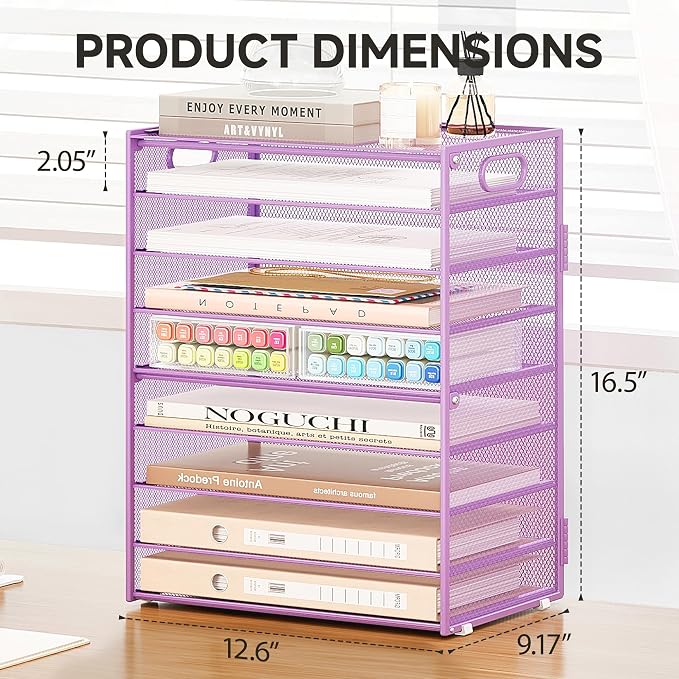 SUBEKYU 9 Tier Paper Letter Tray Desk Organizer - Image 3