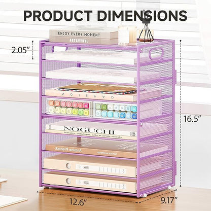 SUBEKYU 9 Tier Paper Letter Tray Desk Organizer - Image 3