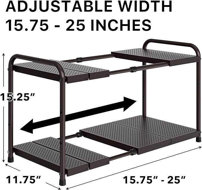 Simple Houseware Under Sink 2-Tier Heavy Duty Expandable Rack Organizer - Image 2