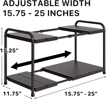 Simple Houseware Under Sink 2-Tier Heavy Duty Expandable Rack Organizer - Image 2