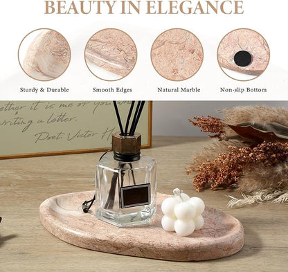 Koville Luxurious Natural Pink Marble Vanity Tray, Cloud Shape Serving Stone - Image 3