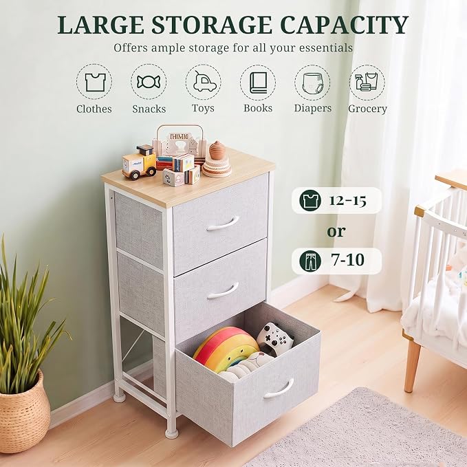 3 Drawers Dresser for Bedroom Fabric Storage Tower - Image 5