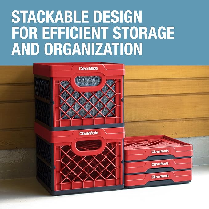 CleverMade Collapsible Milk Crate, 1PK - 25L Stackable Storage Bins - Image 5