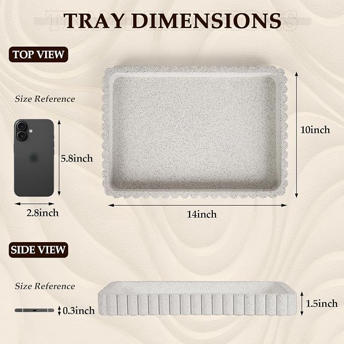 Concrete Decorative Tray for Coffee Table Decor, Rectangular Modern Decorative - Image 4