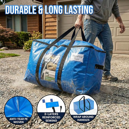 TAILI Extra Large Moving Bags, 4 Pack Blue Heavy Duty Totes - Image 3