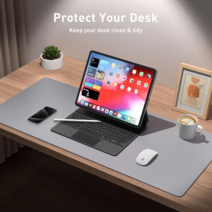 Aothia Leather Desk Pad Protector, Mouse Pad, Office Desk Mat, Non-Slip PU - Image 3