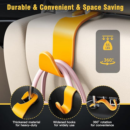 Amooca Car Seat Headrest Hook 4 Pack Hanger Universal Vehicle Car Storage - Image 5