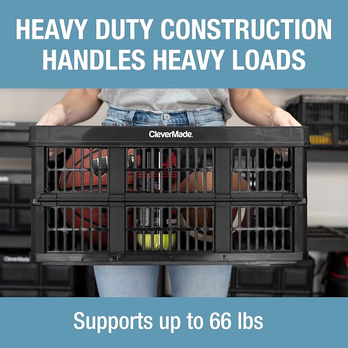 CleverMade Collapsible Utility Crates-Obsidian 1pck 45L / 11 Gal holds 66 lbs - Image 3