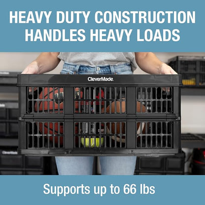 CleverMade Collapsible Utility Crates-Obsidian 3pck 45L / 11 Gal holds 66 lbs - Image 3