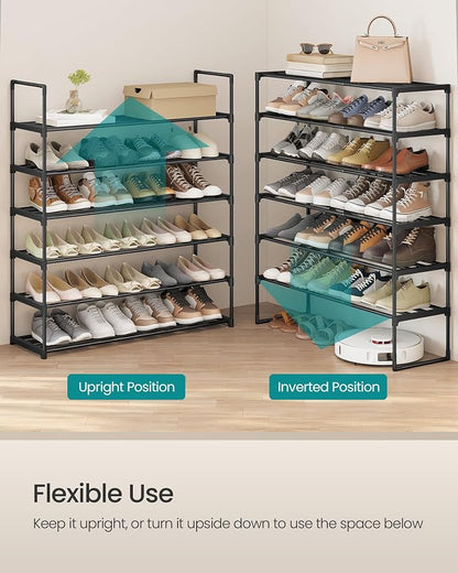 SONGMICS Shoe Rack, 6-Tier Shoe Organizer, Metal Storage Shelf, Upright or - Image 4
