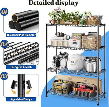 4- Shelf Metal Shelving Unit Adjustable Storage Shelves Heavy Duty Garage - Image 5