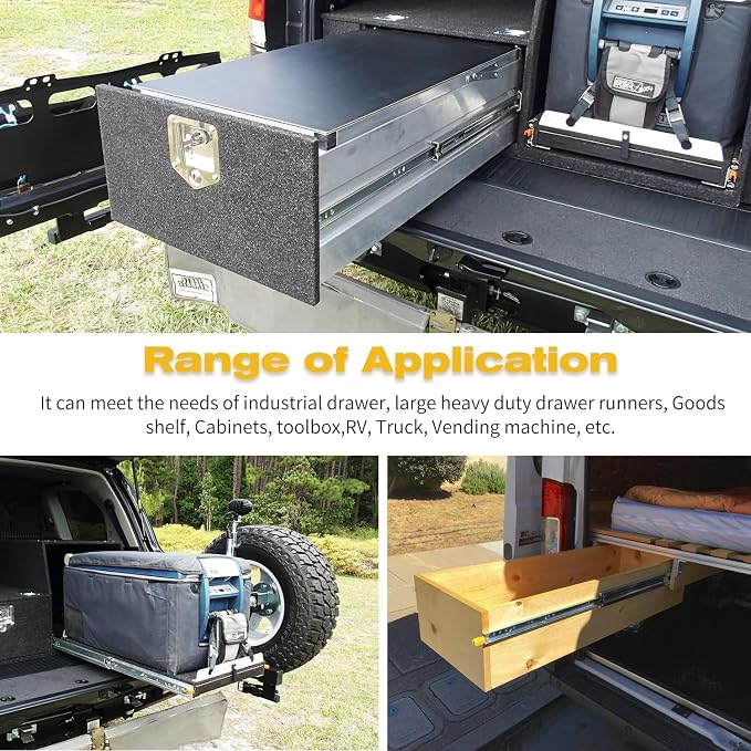 YENUO Locking Heavy Duty Drawer Slides Full Extension 12–60 Inch 320 LB | Side - Image 7