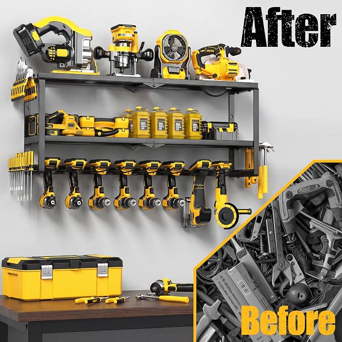 Heavy Duty Power Tool Organizer Wall Mount, Metal Tool Storage Rack Loads 320lbs - Image 5