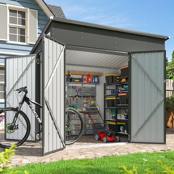 Aoxun 7.5'x4' Triple Door Shed Outdoor Storage Shed - Image 9