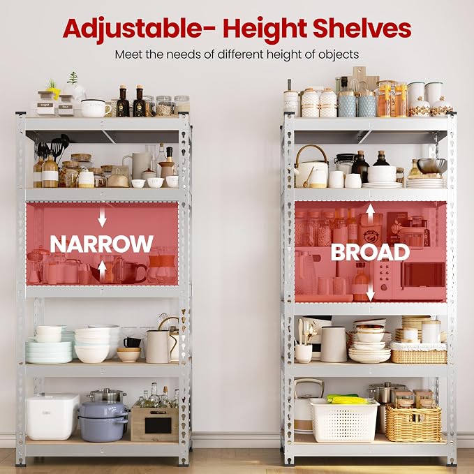 Yaheetech 5-Tier Heavy Duty Storage Shelves 28" W x 12" D x 60" H Silver | - Image 9