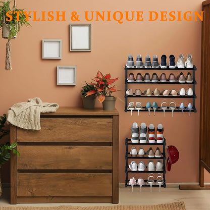 3 Pack Wall Mounted Shoe Rack, 4 Tier Hanging Shoe Rack Holds 48 Pairs - Image 5