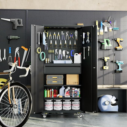 Metal Garage Cabinet with Wheels, Office Assembly Required - Image 9