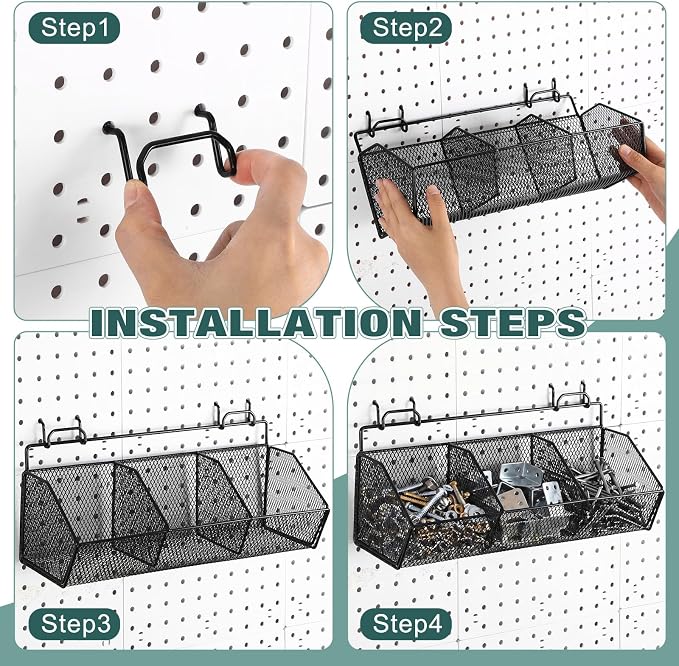 Hicarer 2 Pcs Divided Pegboard Baskets - Image 4