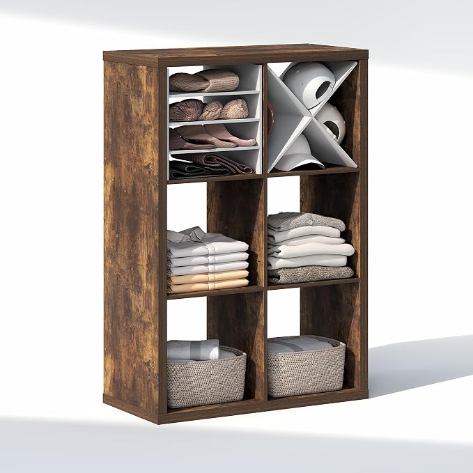 Furinno Cubic Extra Thick 6-Cube Closet Organizers and Storage, Amber Pine | - Image 5