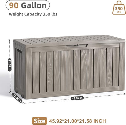 DRATO 90 Gallon Deck Boxes Outdoor Waterproof, Weatherproof Resin Outside - Image 3
