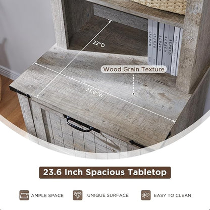 RedLemon Bookcase with 2 File Drawers, 4 Tier Rustic Wood Bookshelf with Cabinet - Image 6