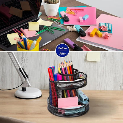 Comix 360° Rotating Pen Holder for Desk, 9 Compartments Office Desk Organizer - Image 7