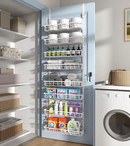Mefirt Over The Door Pantry Organizer, Wall Mount Spice Rack 8-Tier White | - Image 4