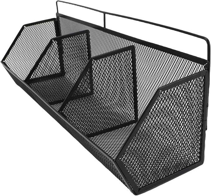 Metal Wire Basket, 3 Grids Wall Hanging Baskets, Wall Mount Slanted Opening - Image 6