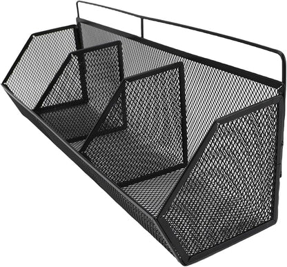 Metal Wire Basket, 3 Grids Wall Hanging Baskets, Wall Mount Slanted Opening - Image 6
