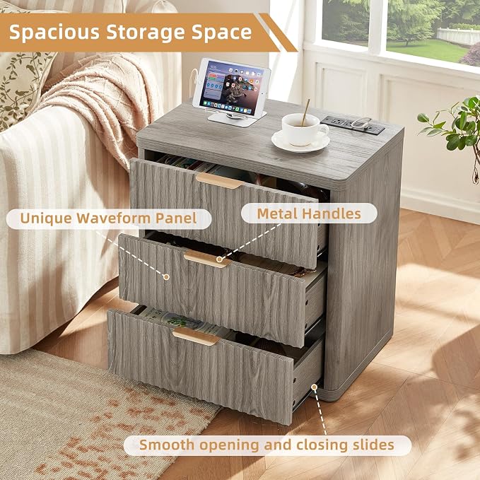 LEYAOYAO 23" Wide Fluted Farmhouse Night Stand Set of 2 - Image 7