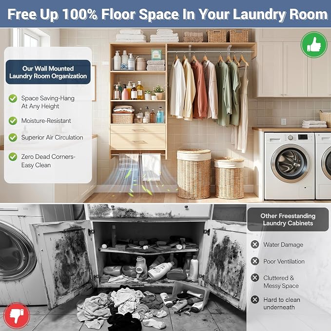 Armocity 60" Wall Mounted Laundry Room Organization - Image 2