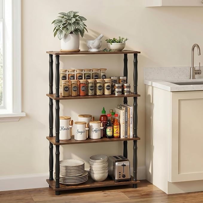 Furinno Turn-N-Tube Storage Shelves, 4-Tier Open Frame Book Shelf, Standing by Furinno-FitsYourSpaceFitsYourBudget