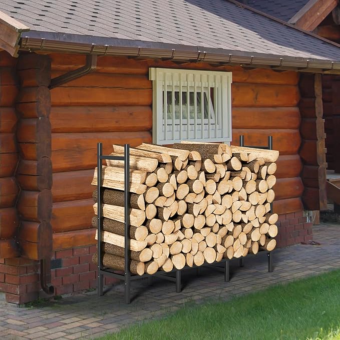 CADUKE 4ft Firewood Rack with Cover, Outdoor Firewood Log Rack - Image 4