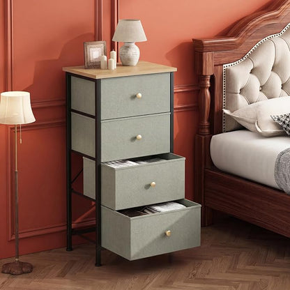 DUMOS Nightstand with 4 Drawers, Bedside Table with Removable Fabric Bins - Image 7