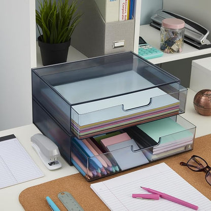 STORi STAX Plastic Stackable Organizer Drawers Classic Grey | 12.5" Wide | Set - Image 8