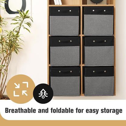 FinishingBo 13x13x13 Storage Cube Bins 6 Pack, Cube Shelf Baskets | Foldable - Image 2