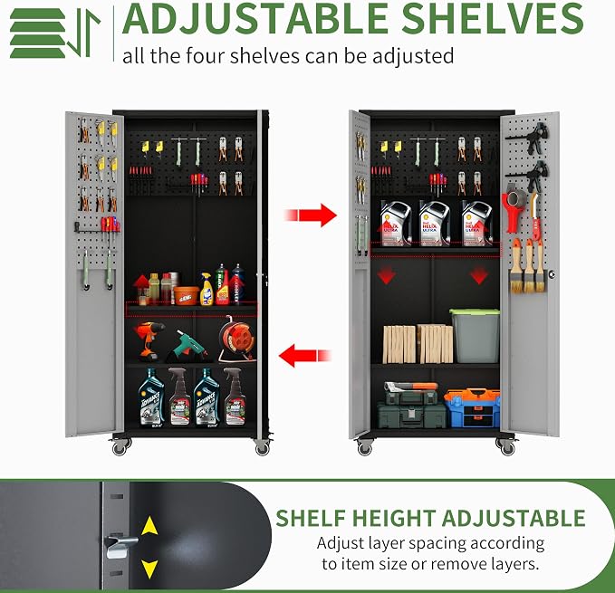 Metal Tool Cabinet, Garage Storage Cabinet System, Wall Cabinet & Locking - Image 5