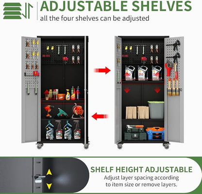 Garage Metal Storage Cabinet, Heavy-Duty Shelving Unit - Image 6