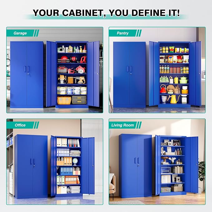 SISESOL Blue Metal Storage Cabinet - Image 5