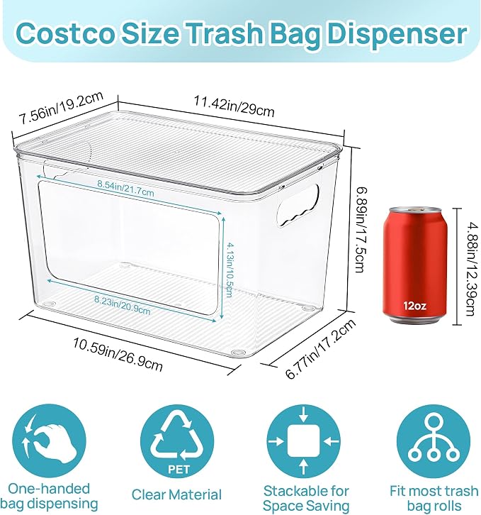 Vtopmart 2 Pack Clear Trash Bag Holder, Stackable Garbage Bag Dispenser | Trash - Image 4